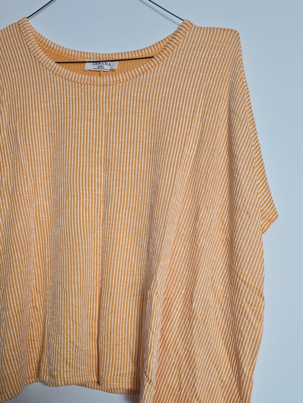 Zenana Outfitters Yellow & White Striped Oversized Tee